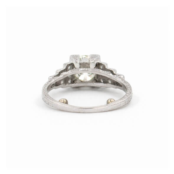 Art Deco Platinum Old European Cut Diamond Engagement Ring