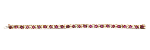 Ruby and Diamond Line Bracelet in 18 Karat Yellow Gold