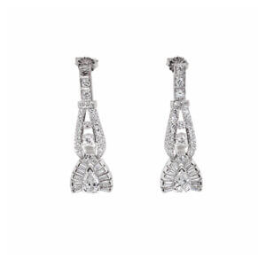 Late Art Deco Platinum and Diamond Dangle Earrings