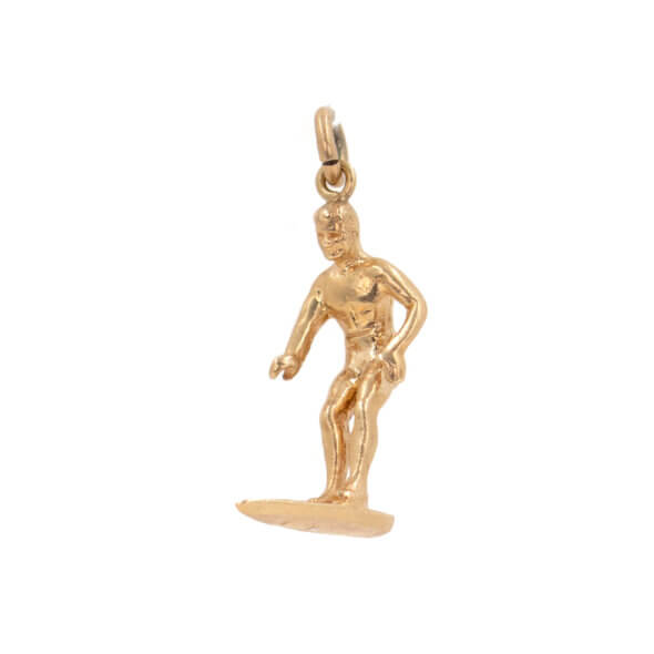 14k Yellow Gold Surfrer Charm