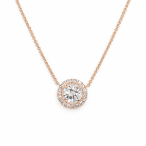 14 Karat Rose Gold and Diamond Necklace