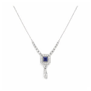 Art Deco Sapphire and Diamond Platinum Necklace