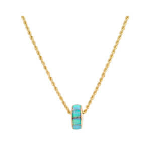 Opal Inlay "Wheel" Necklace in 14k