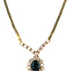 Oval Blue Sapphire & Diamond Halo Yellow Gold Estate Necklace