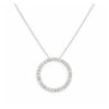 770-21358-Front 1 Inch Diameter 14 Karat White Gold Diamond Circle Necklace