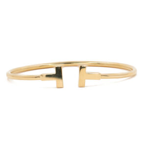 Tiffany & Co. 18K Yellow Gold T Wire Bracelet Open Cuff