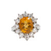 770-21590-Front Custom made Platinum and 18 Karat Yellow Gold Estate Citrine & Diamond Halo Ring