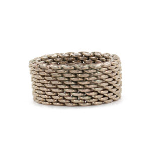 Tiffany & Co. Somerset Mesh Ring Sterling Silver Wide Woven Band Ring