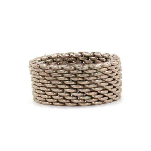 770-21616-Front Tiffany & Co. Somerset Mesh Ring Sterling Silver Wide Woven Band Ring