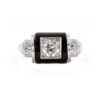 770-21607-Front Vintage Onyx & Diamond Ring in 14K White Gold, Art Deco Estate Ring