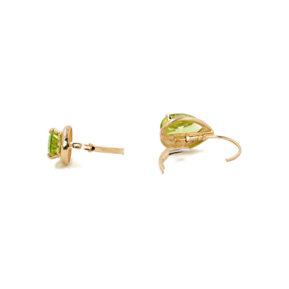 770-21580-Back Pear-Shaped Peridot 14 Karat Yellow Gold Drop Earrings