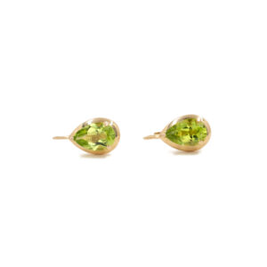 Pear-Shaped Peridot 14 Karat Yellow Gold Drop Earrings
